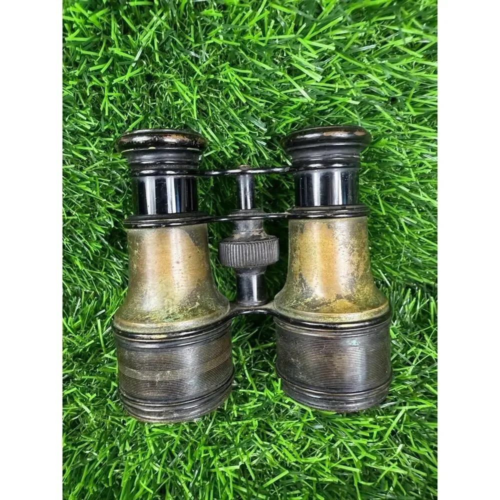 Antique Opera Glasses Tarnished Brass Black Vintage Ornate Collectible
